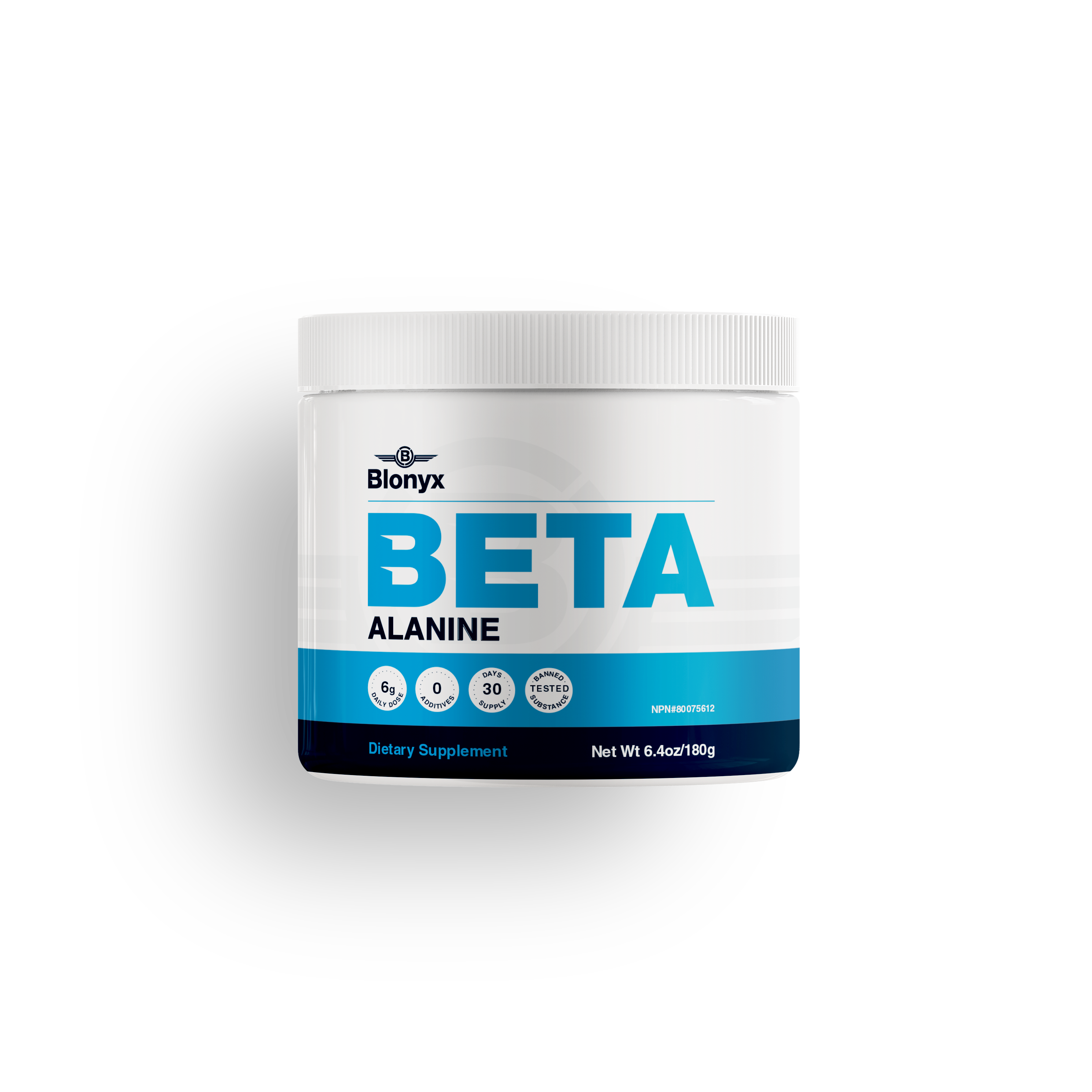 Front of Blonyx Beta Alanine container