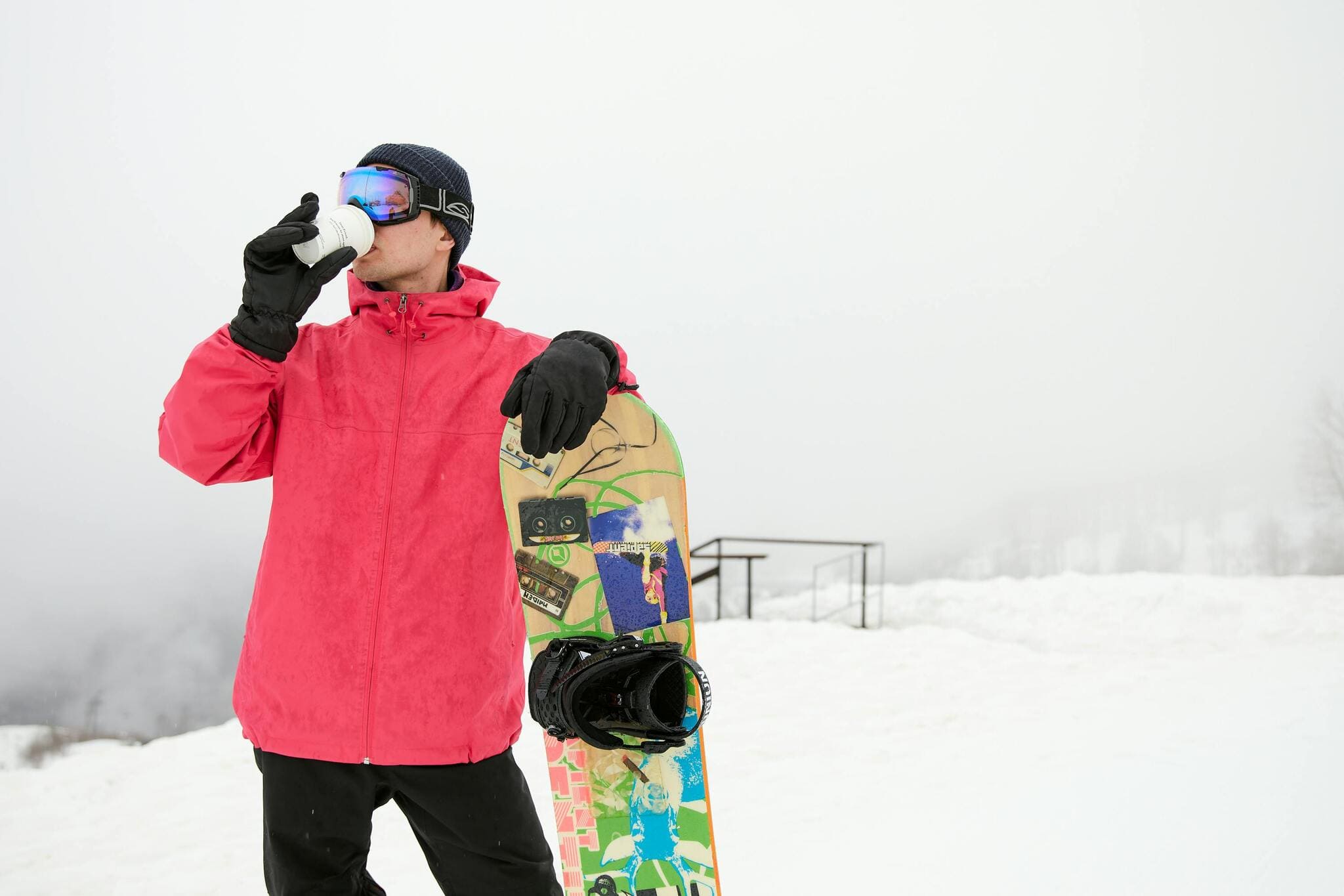 Snowboarder Drinking Coffee