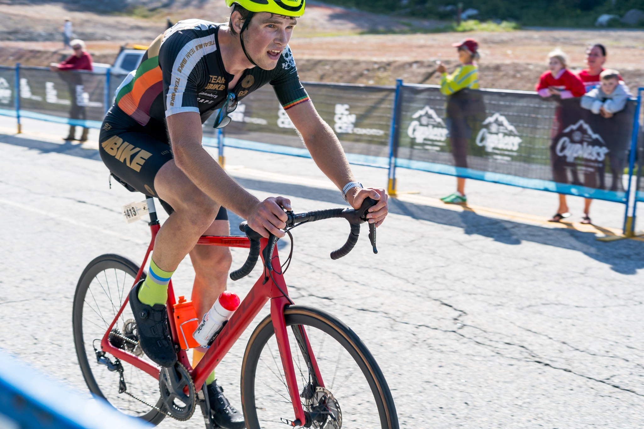 Road Cyclist Racing on a Hot Day