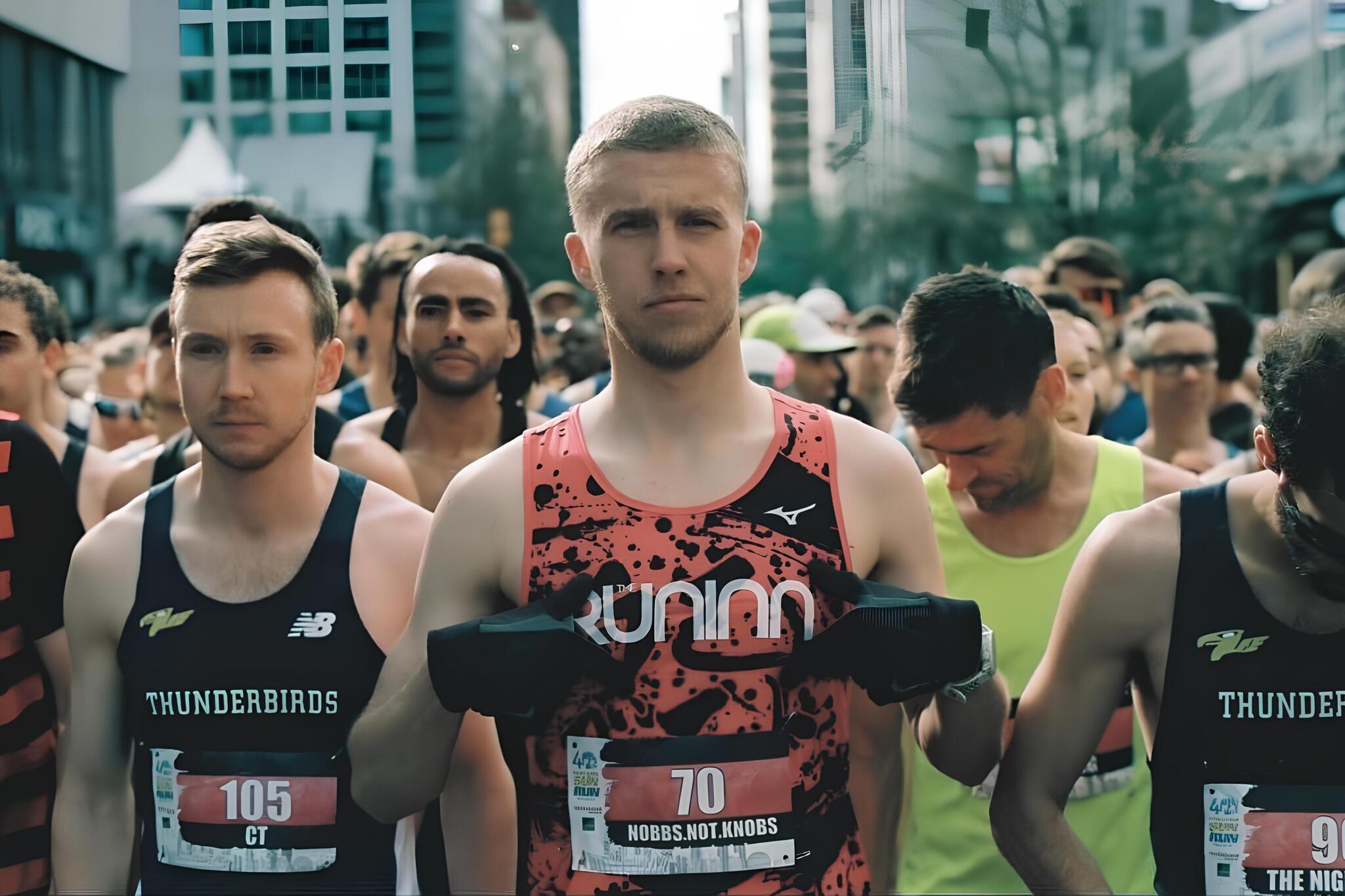 Thomas Nobbs at the starting line of a marathon