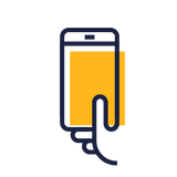 Mobile phone with thumb icon